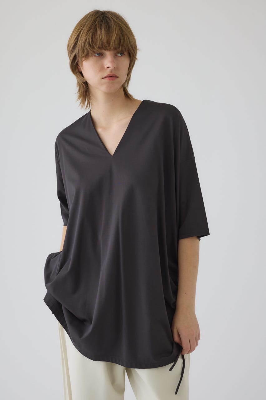 Side drawstring big T-shirts GRY FREE