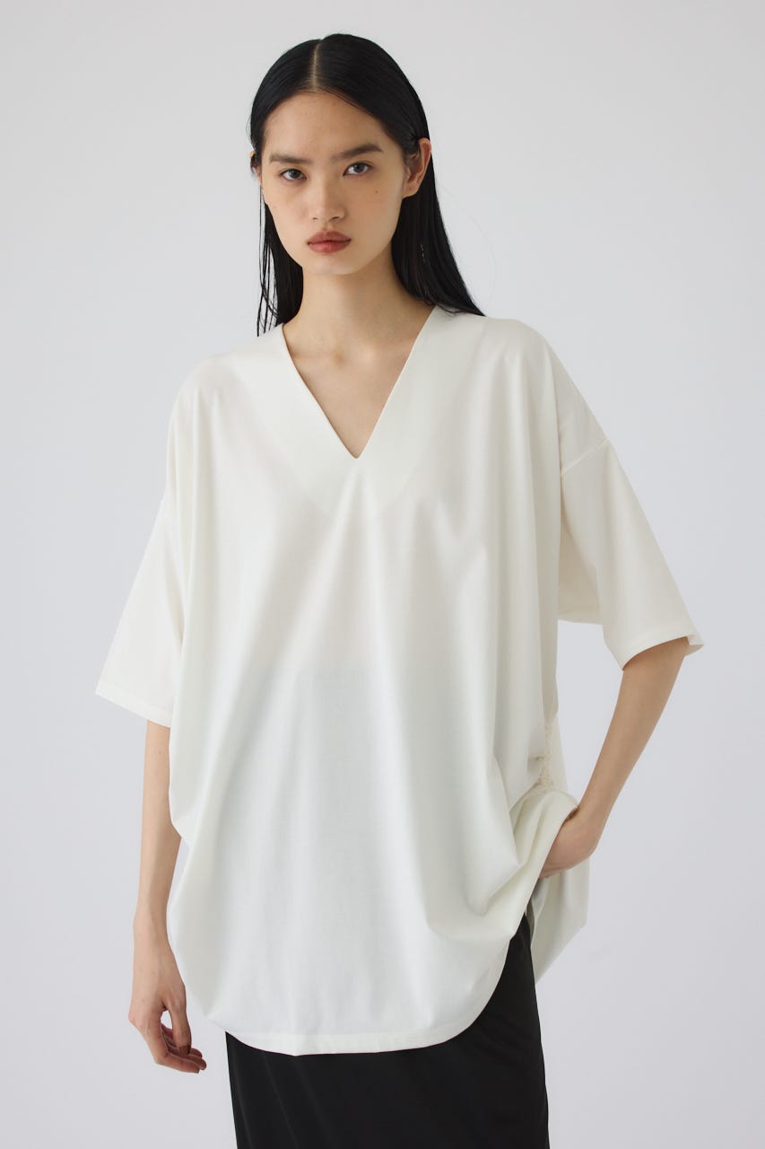 Side drawstring big T-shirts WHT FREE