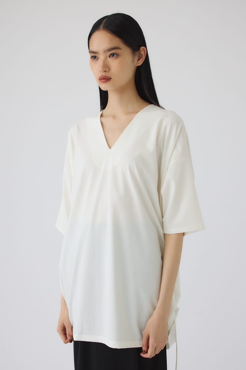 Side drawstring big T-shirts WHT FREE