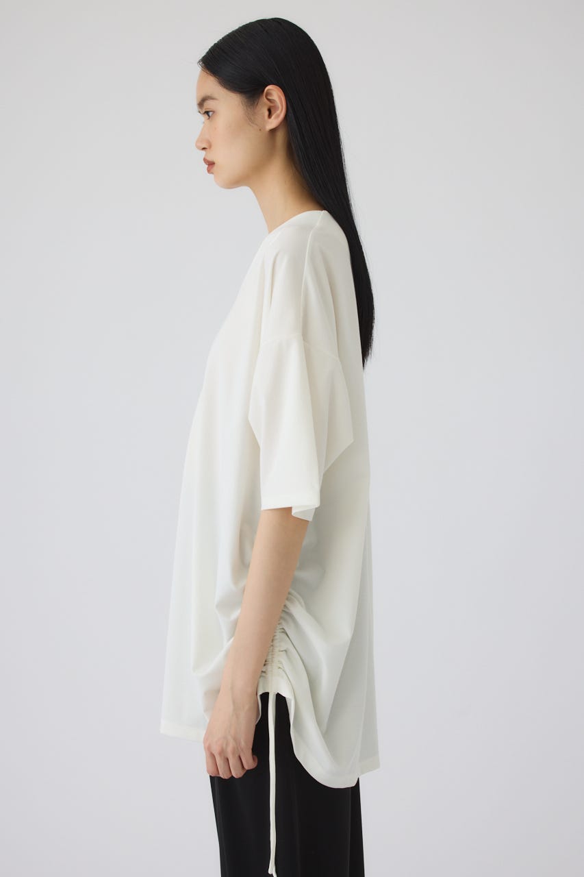 Side drawstring big T-shirts WHT FREE