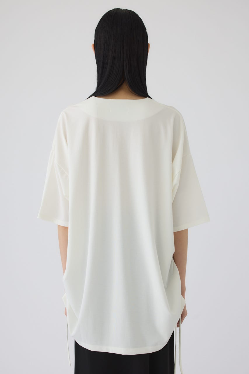 Side drawstring big T-shirts WHT FREE