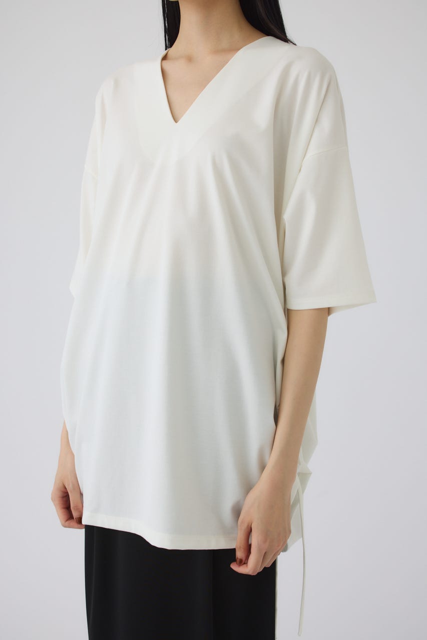 Side drawstring big T-shirts WHT FREE