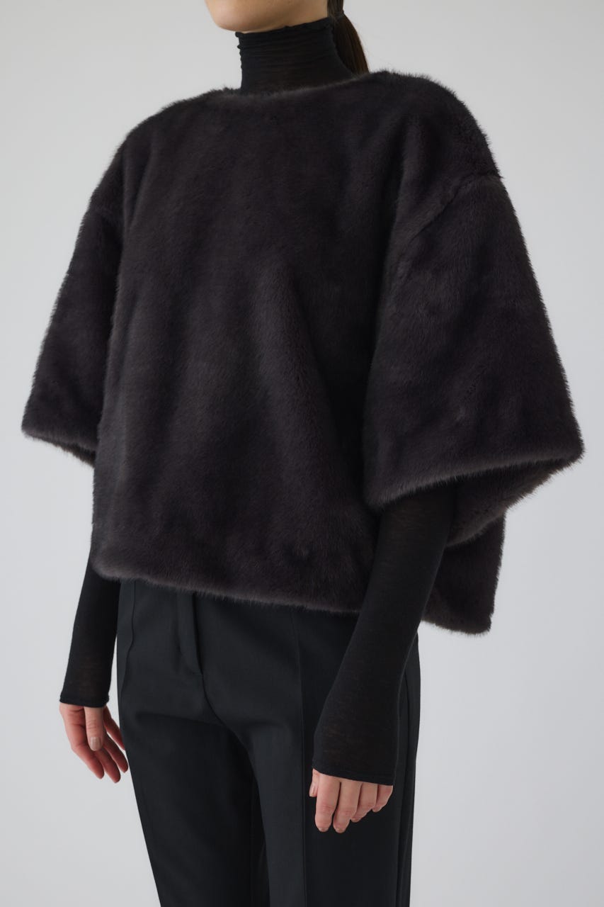 Square fur tops GRY FREE