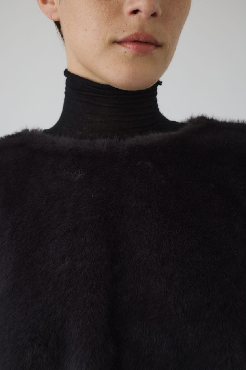 Square fur tops GRY FREE