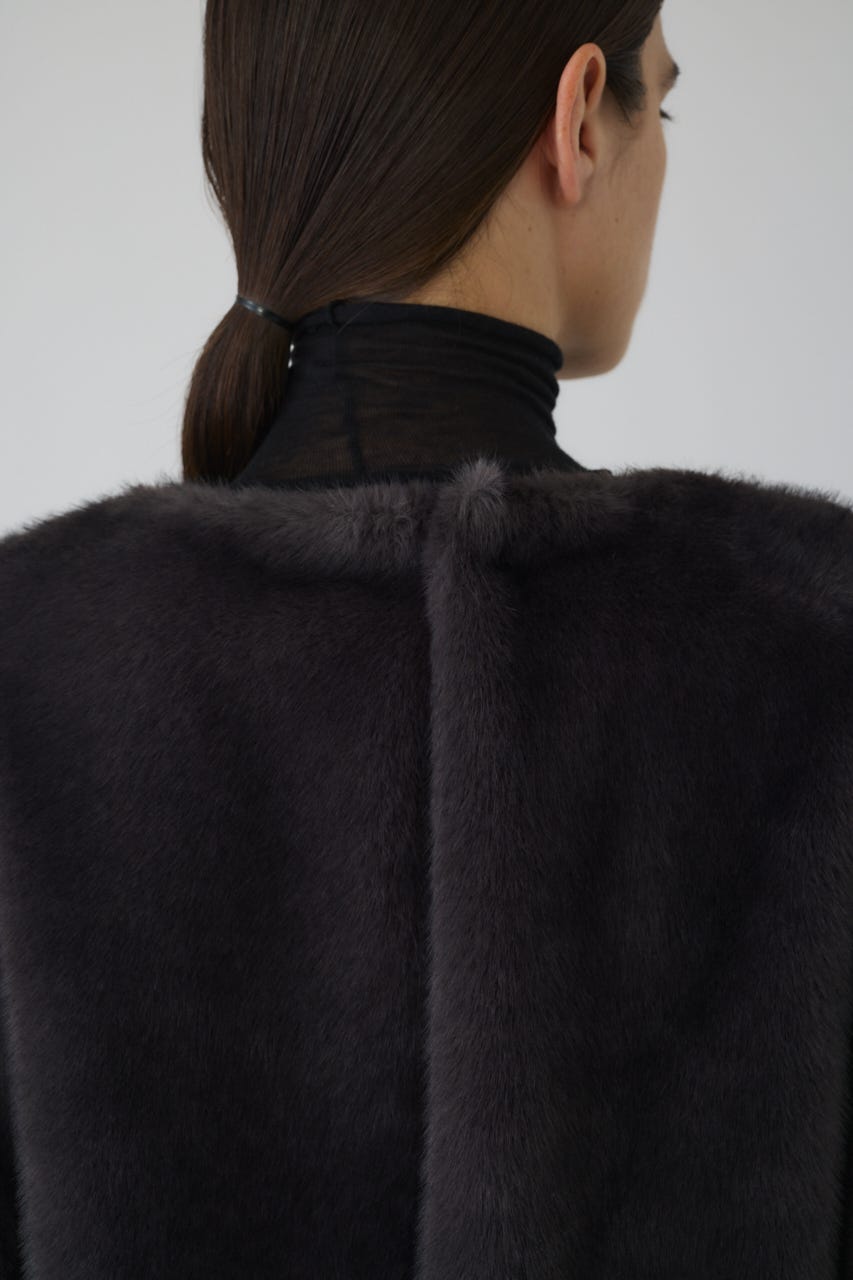 Square fur tops GRY FREE