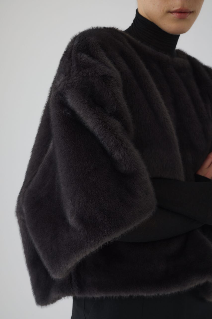 Square fur tops GRY FREE