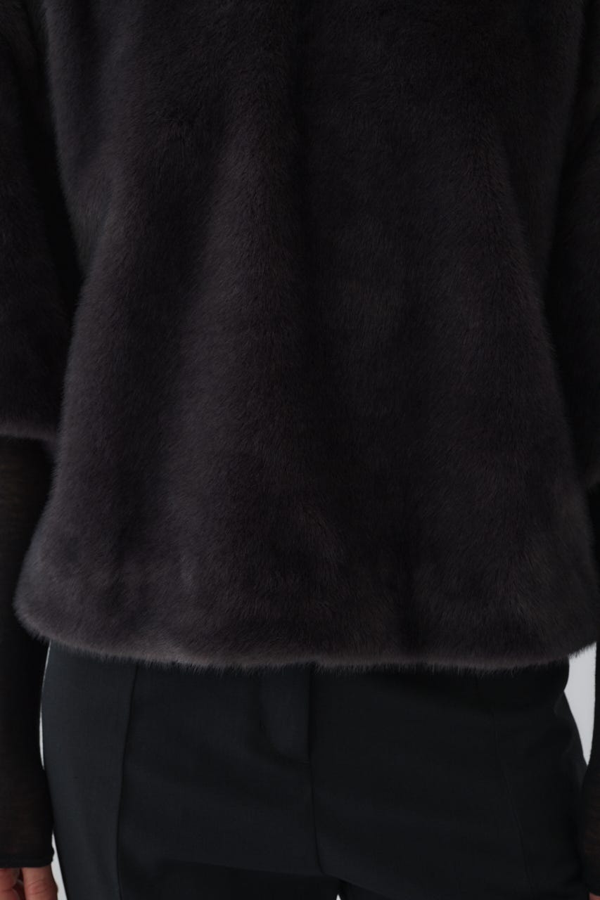 Square fur tops GRY FREE