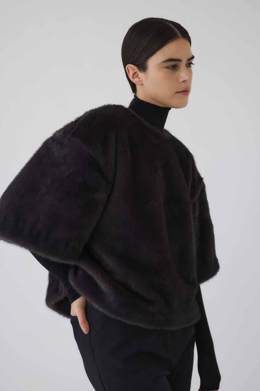 Square fur tops GRY FREE