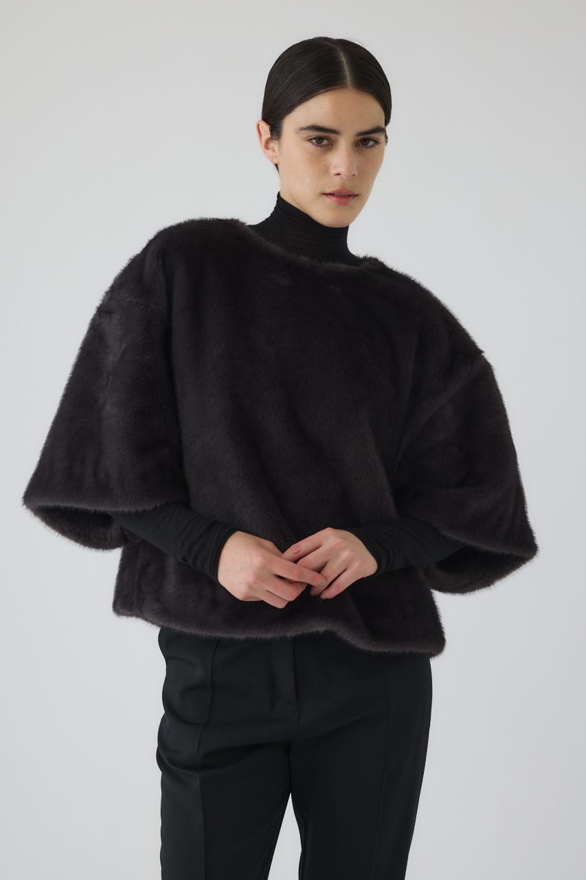 Square fur tops GRY FREE