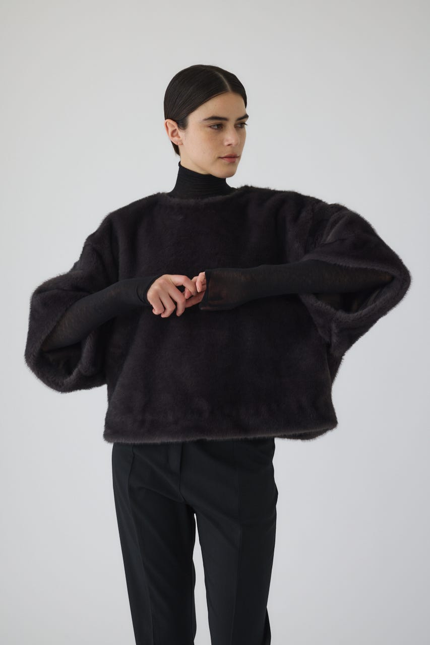 Square fur tops GRY FREE