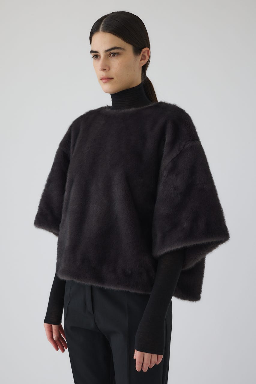 Square fur tops GRY FREE