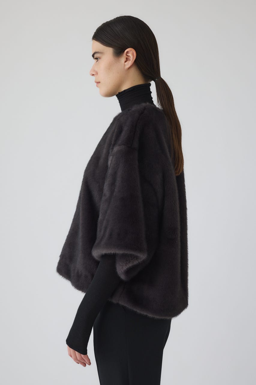 Square fur tops GRY FREE