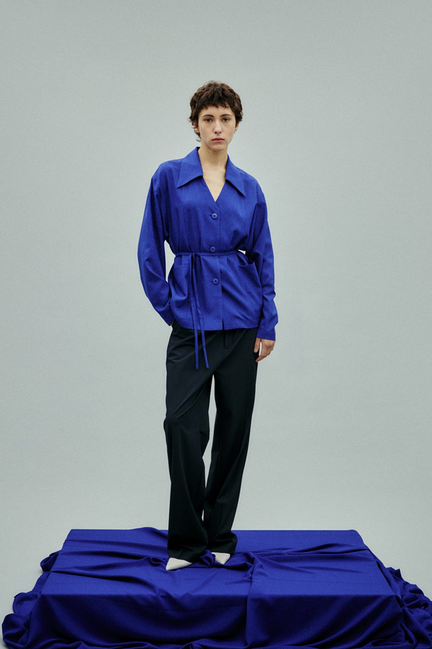 【27SS PRE ORDER】Relaxed Open-Collar Shirt D/BLU FREE