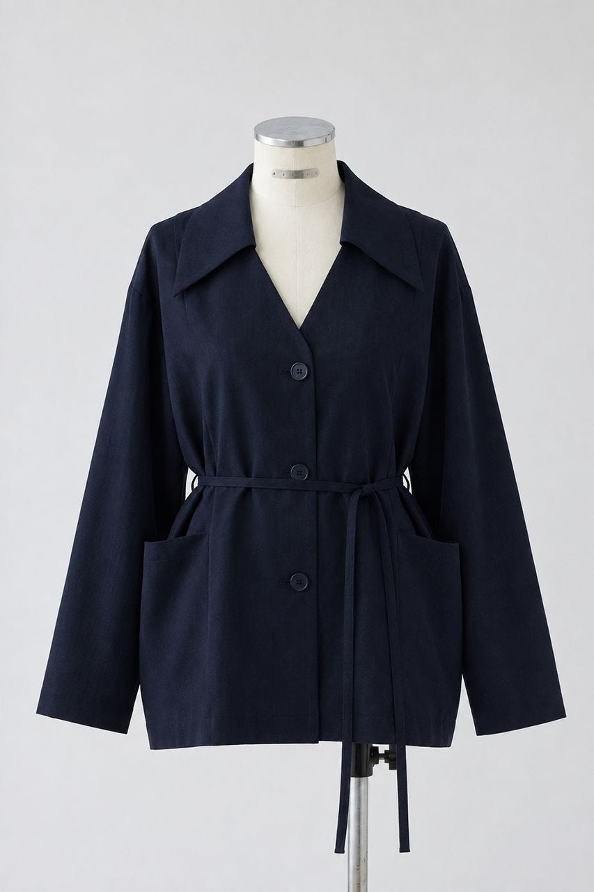【27SS PRE ORDER】Relaxed Open-Collar Shirt NVY FREE