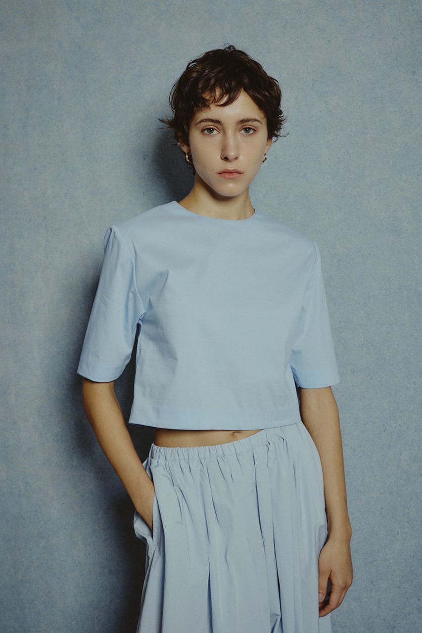【27SS PRE ORDER】Shoulder-Padded Blouse L/BLU 38