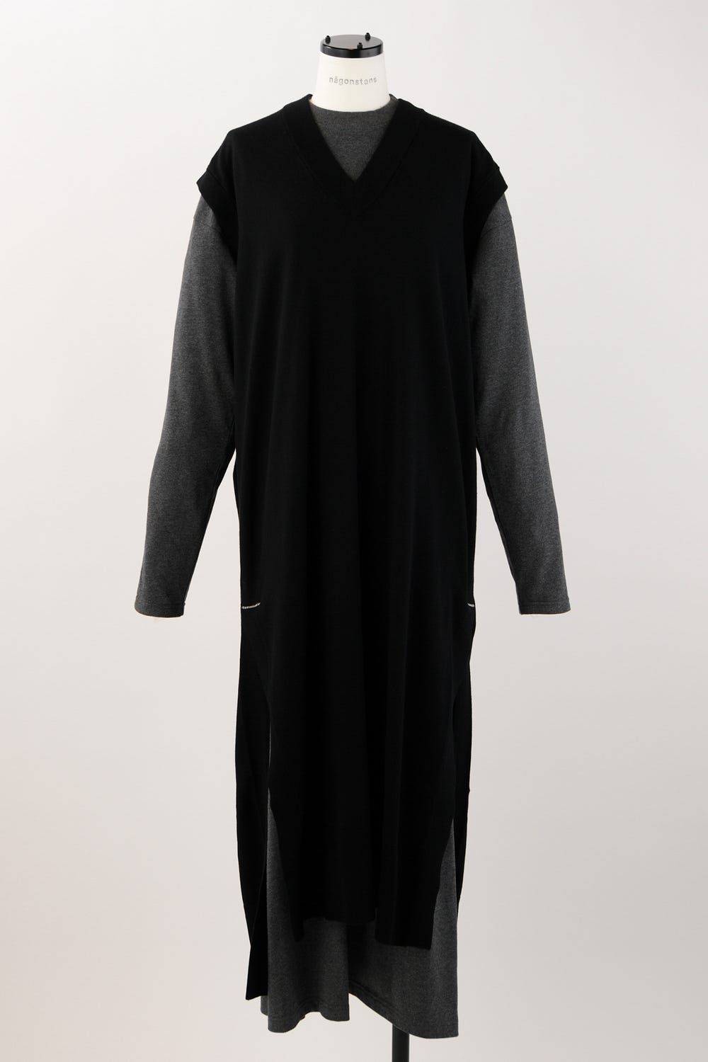 knit×cut dress Black M