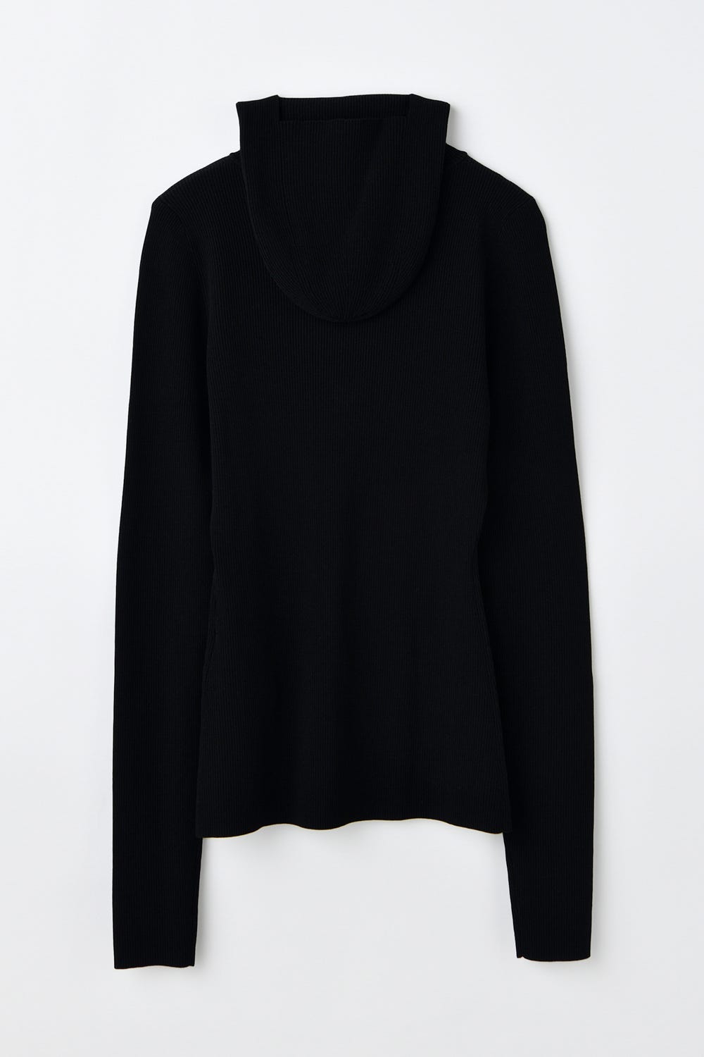 high-neck hooded rib pullover Black M