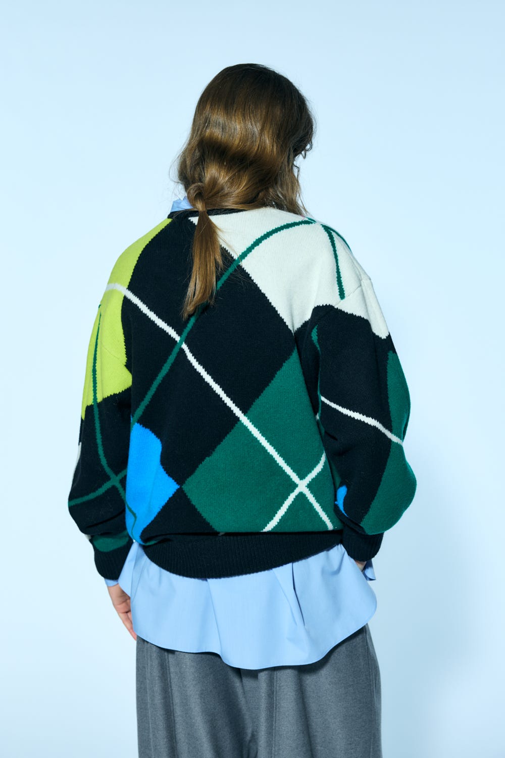 argyle　knit pullover Black M