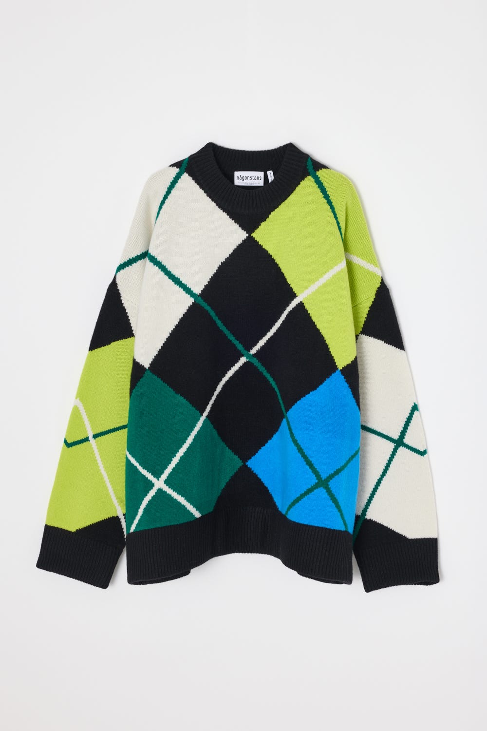 argyle　knit pullover Black M