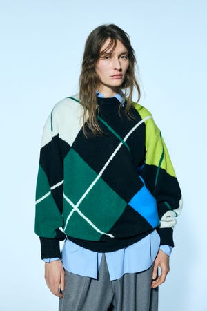 argyle　knit pullover