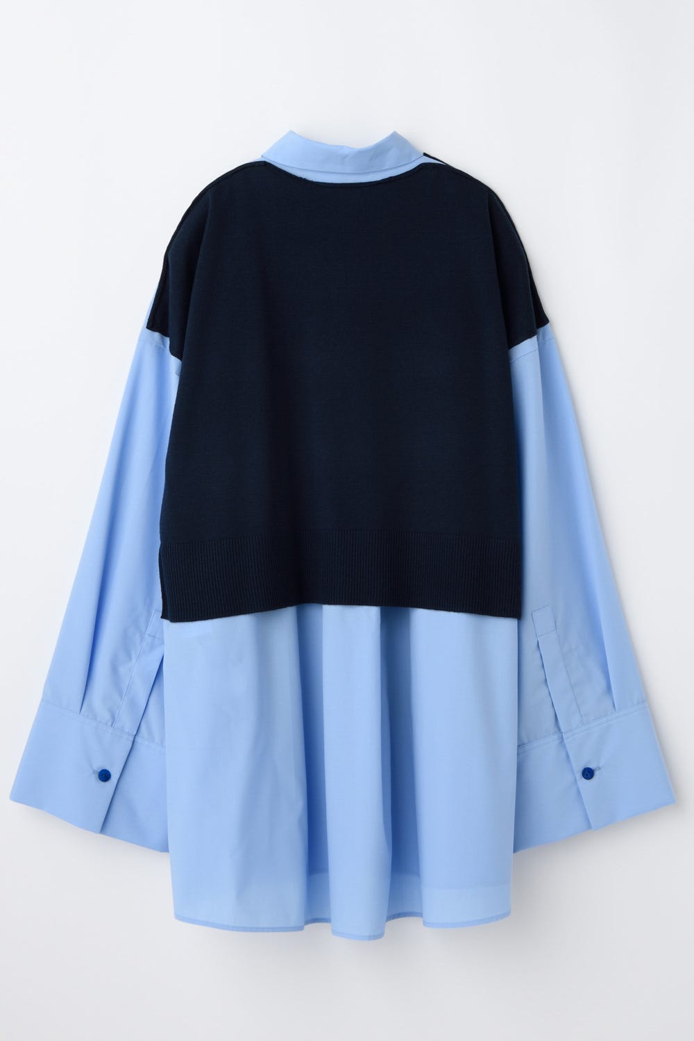 knit combination shirt Space M