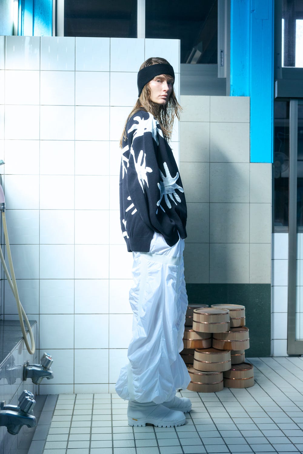 curve seam pants Salt M