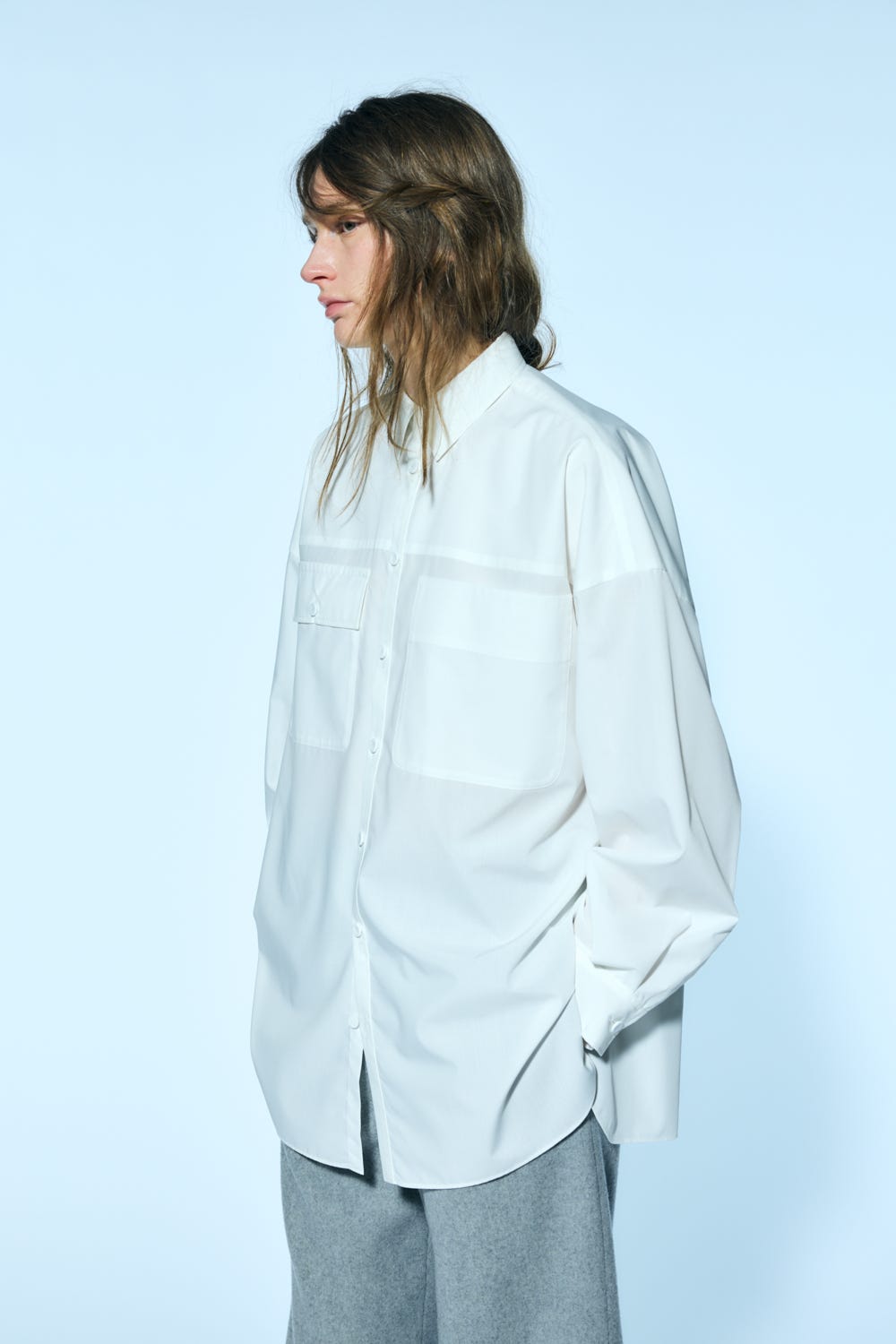 double-pocketｓ shirt Salt M