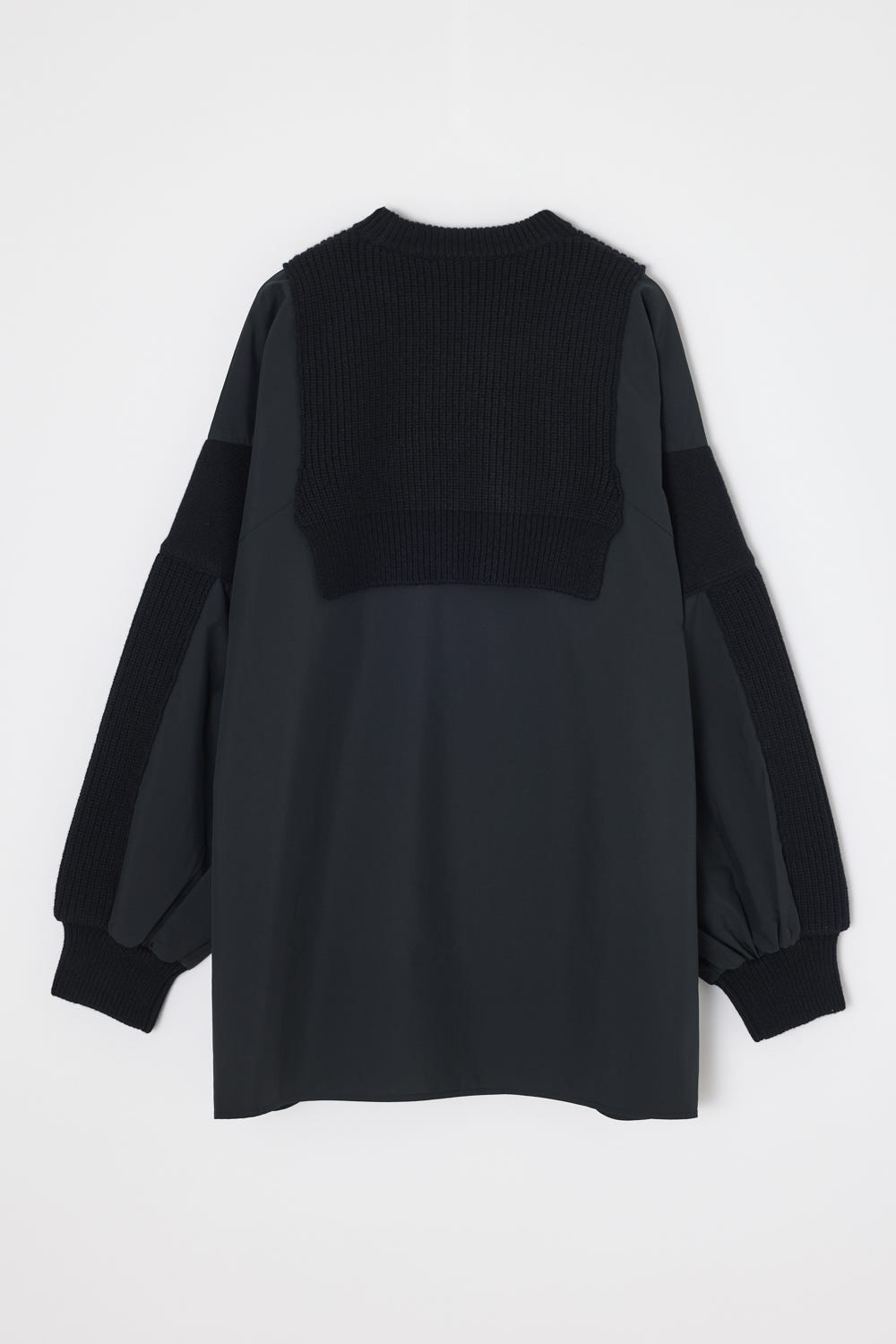 mix knit applique pullover Black M