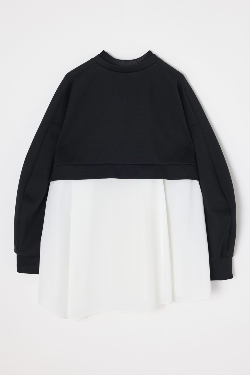 shirt layered round pullover Black M