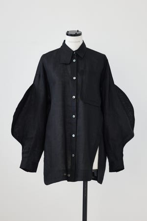 【国内即発送】 volume-sleeves blouses and shirt｜M｜Black｜shirts トップス