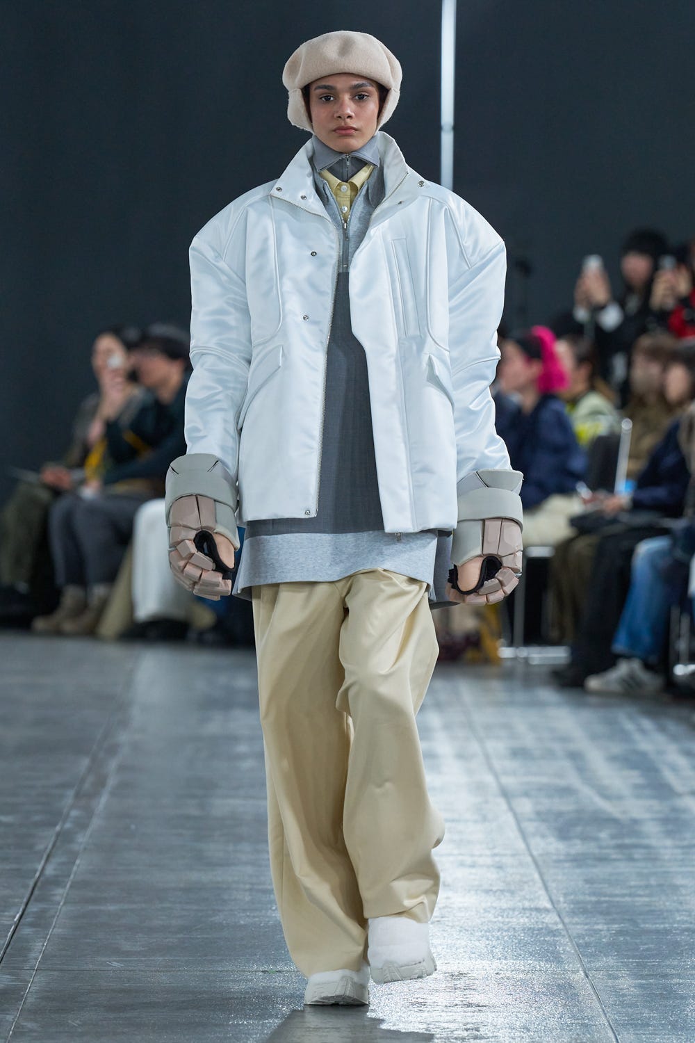 low-rise wide trousers Oatmeal S