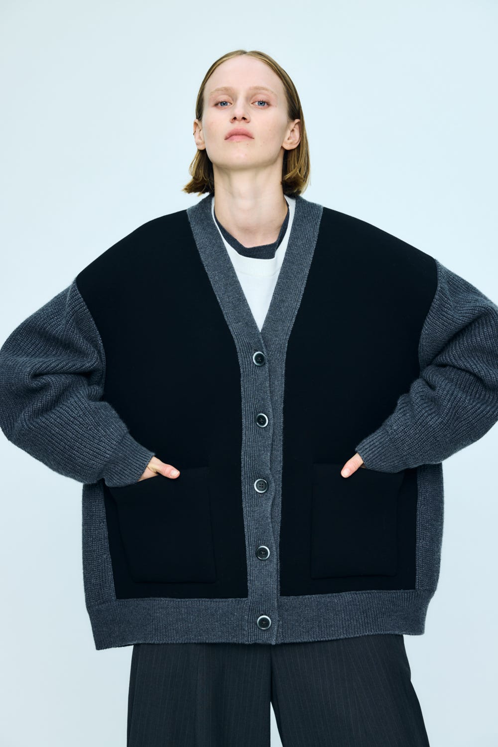 bonding×knit cardigan Stone M