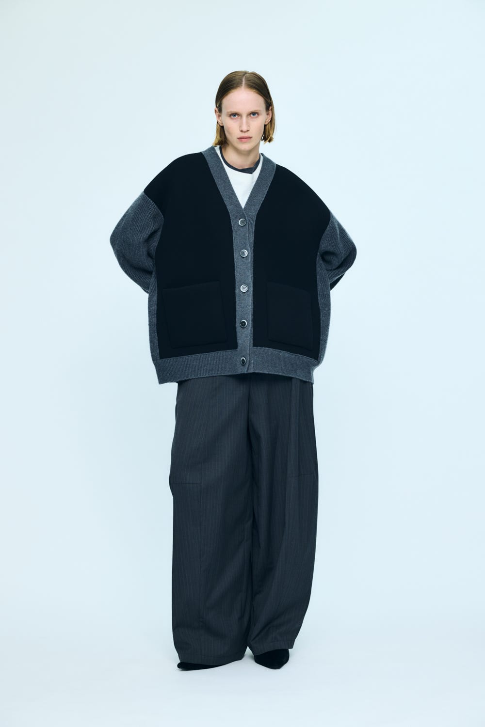 bonding×knit cardigan Stone M