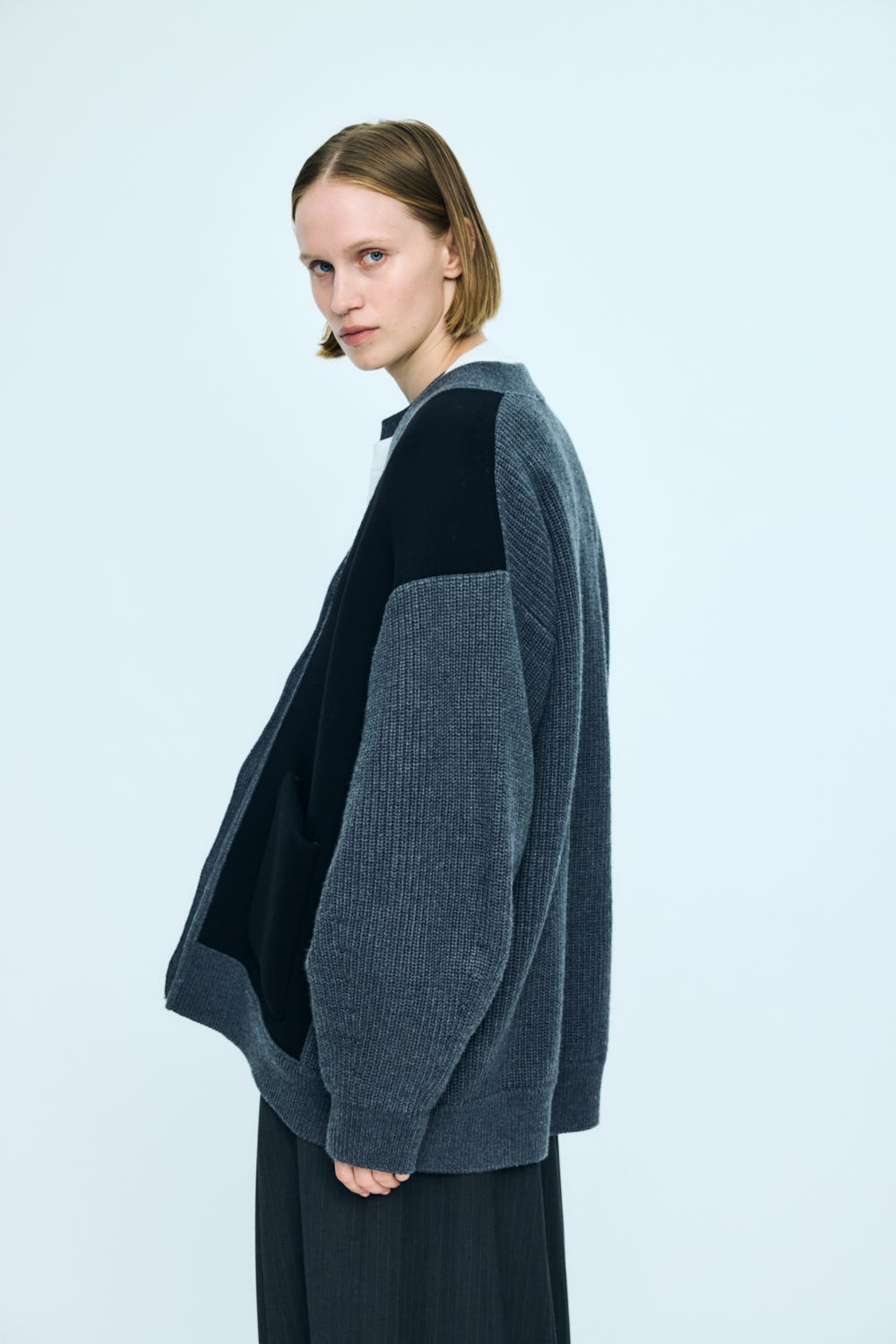 bonding×knit cardigan Stone M