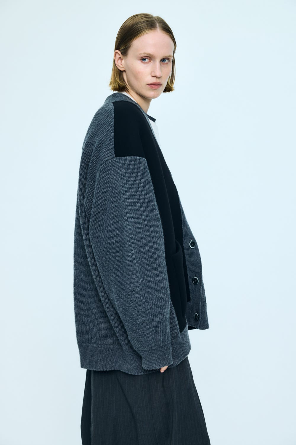 bonding×knit cardigan Stone M