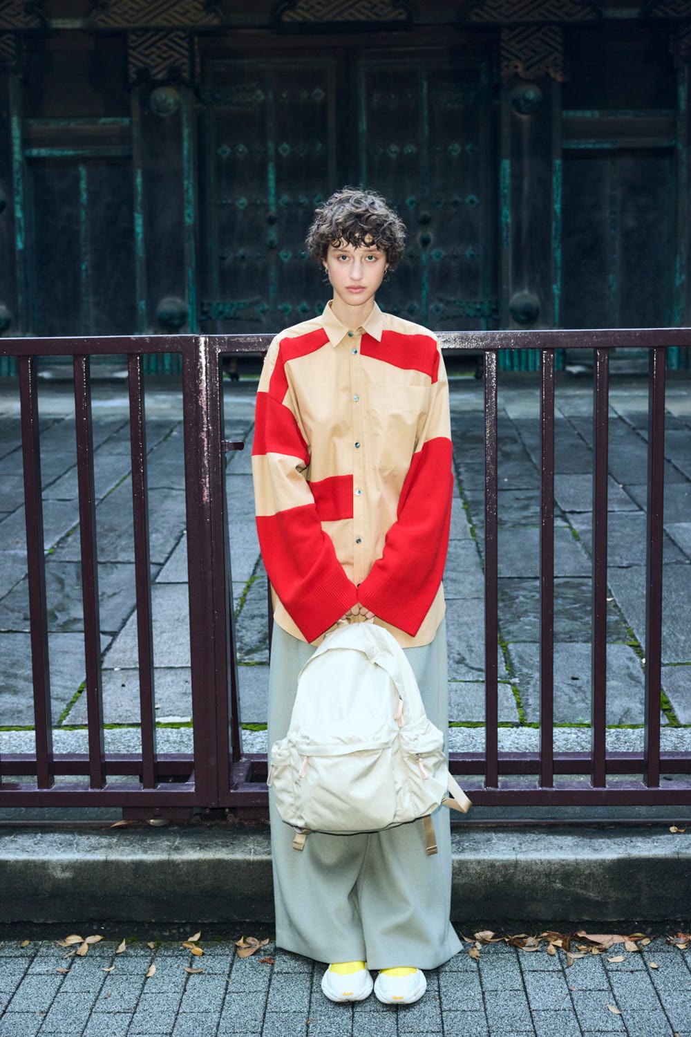 knit combi shirt Sand M