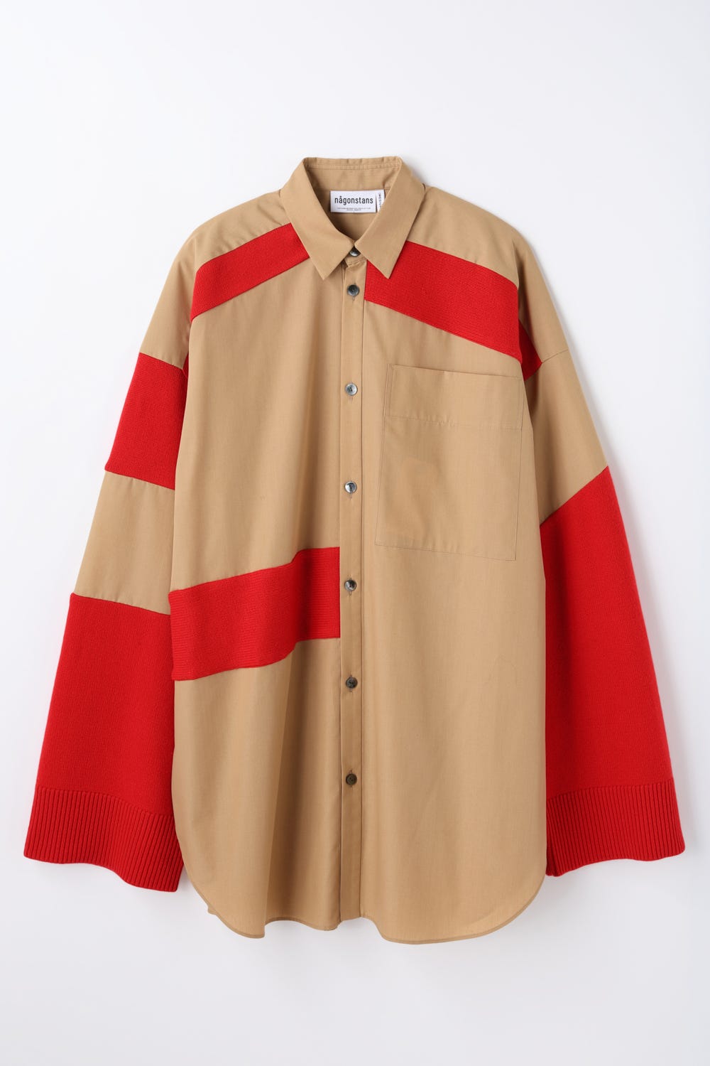 knit combi shirt Sand M