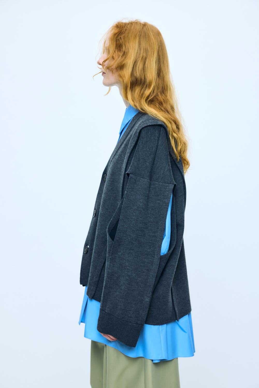 slit cardigan Stone M