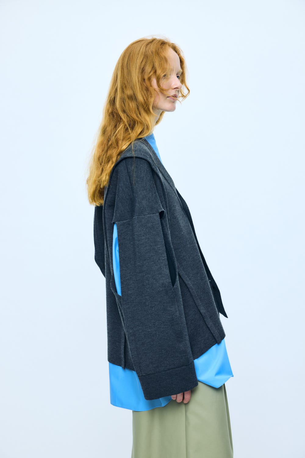 slit cardigan Stone M