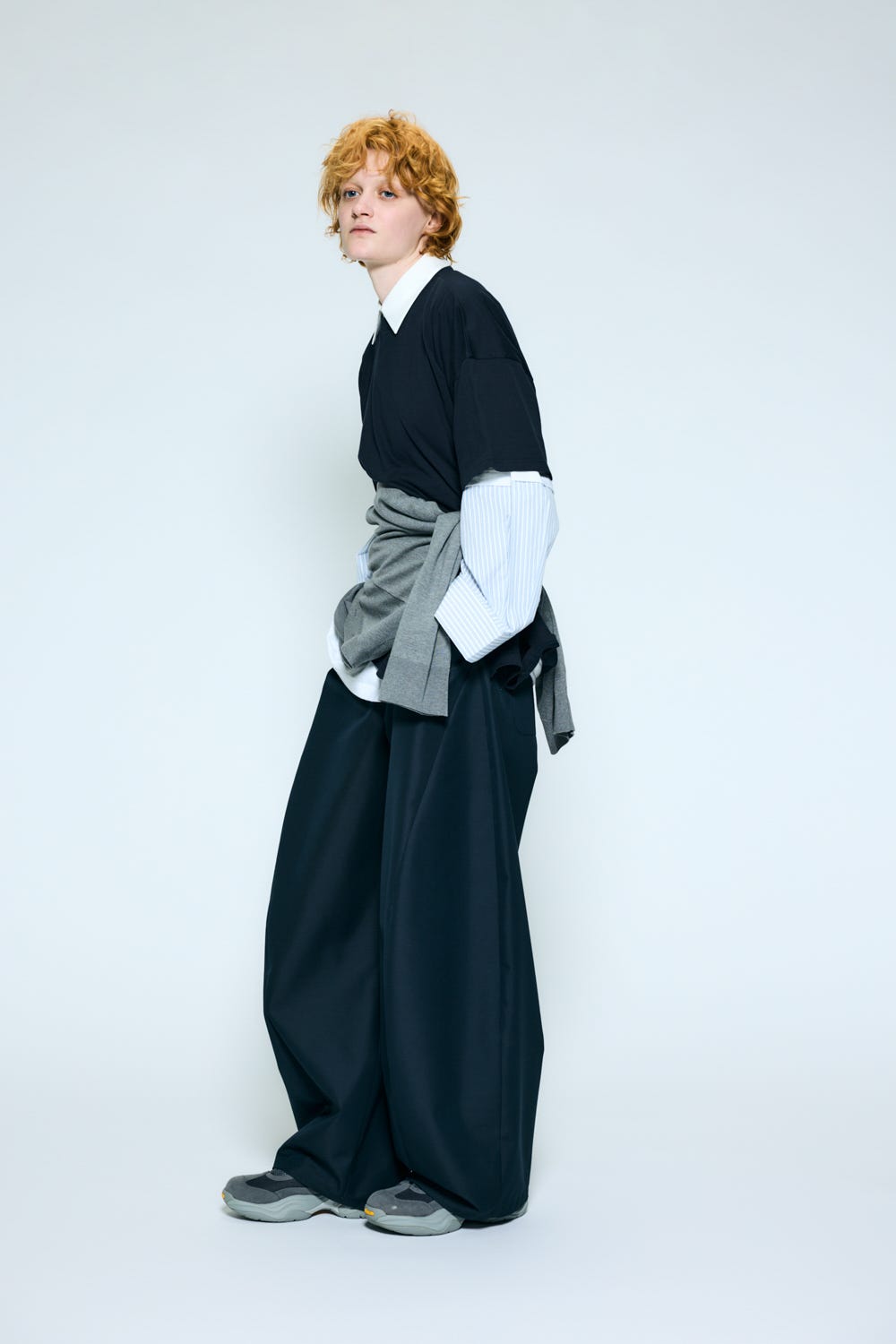 extra wide combi lonｇ-sleeves t-shirt Black M