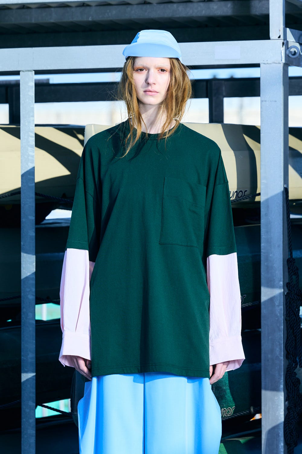 extra wide combi lonｇ-sleeves t-shirt Kale M