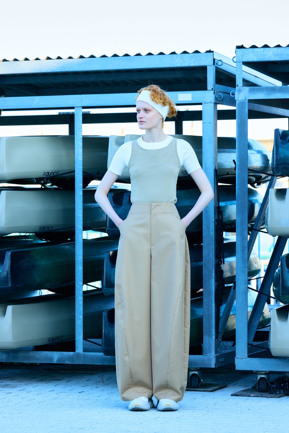oval wide pants Sand M