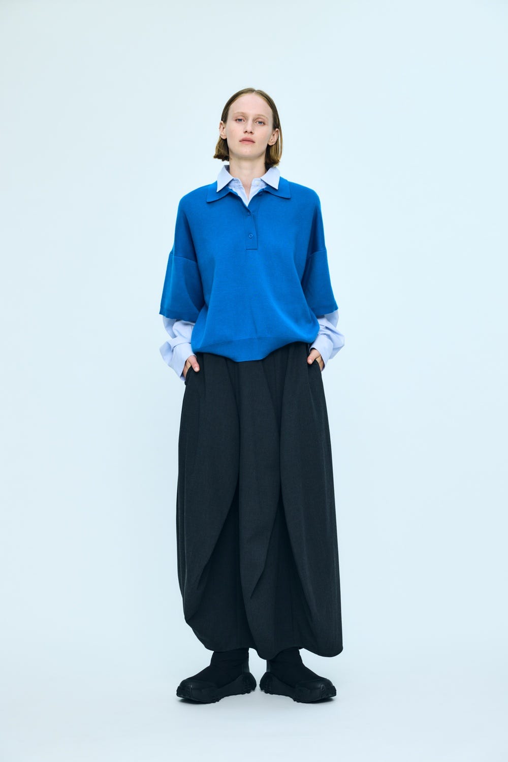 double-collar pullover Sky M