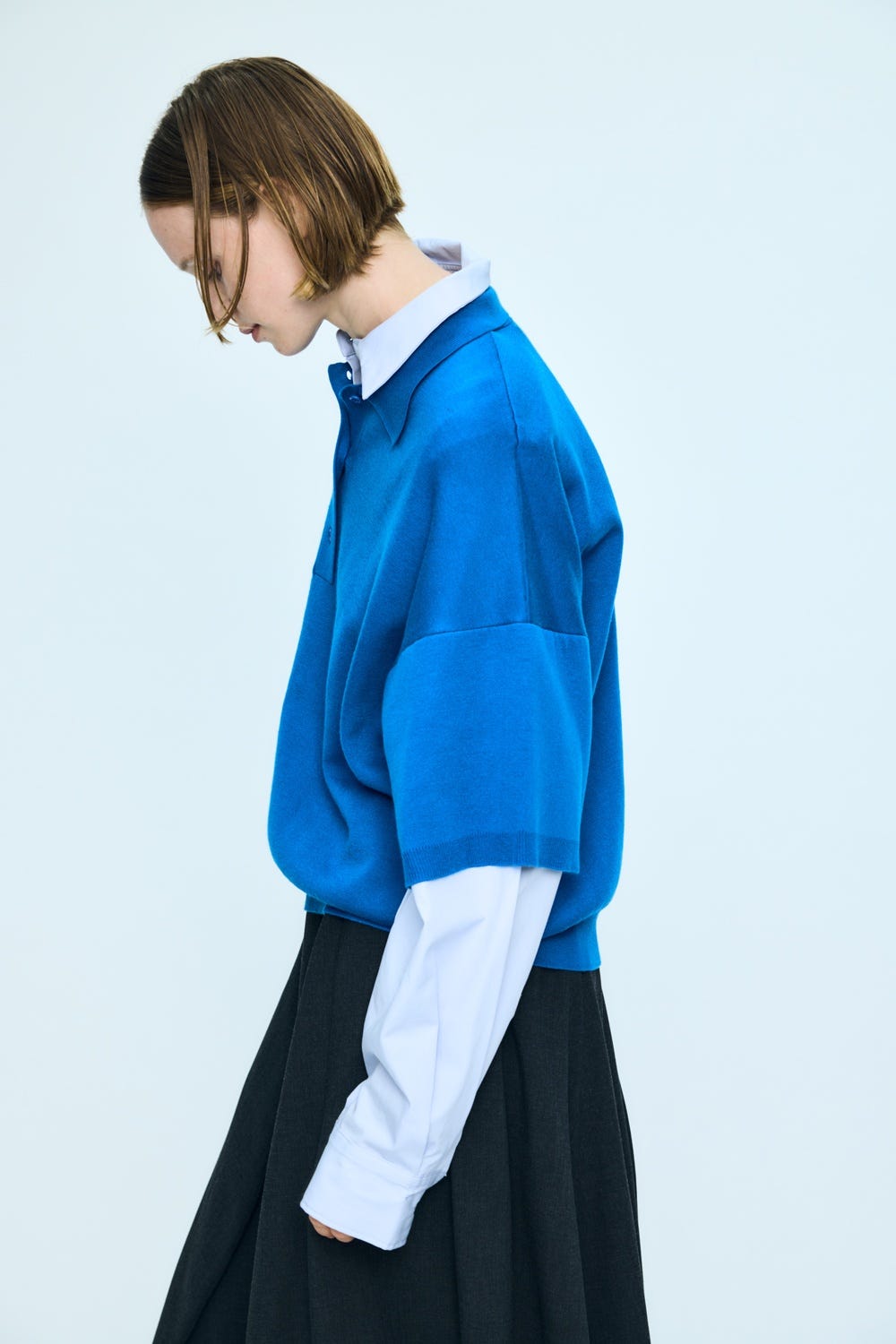 double-collar pullover Sky M