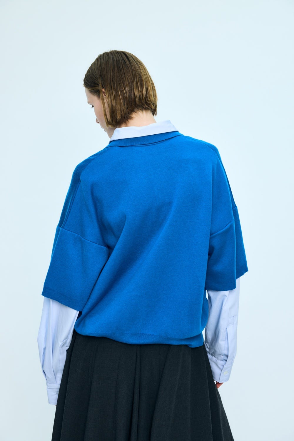 double-collar pullover Sky M