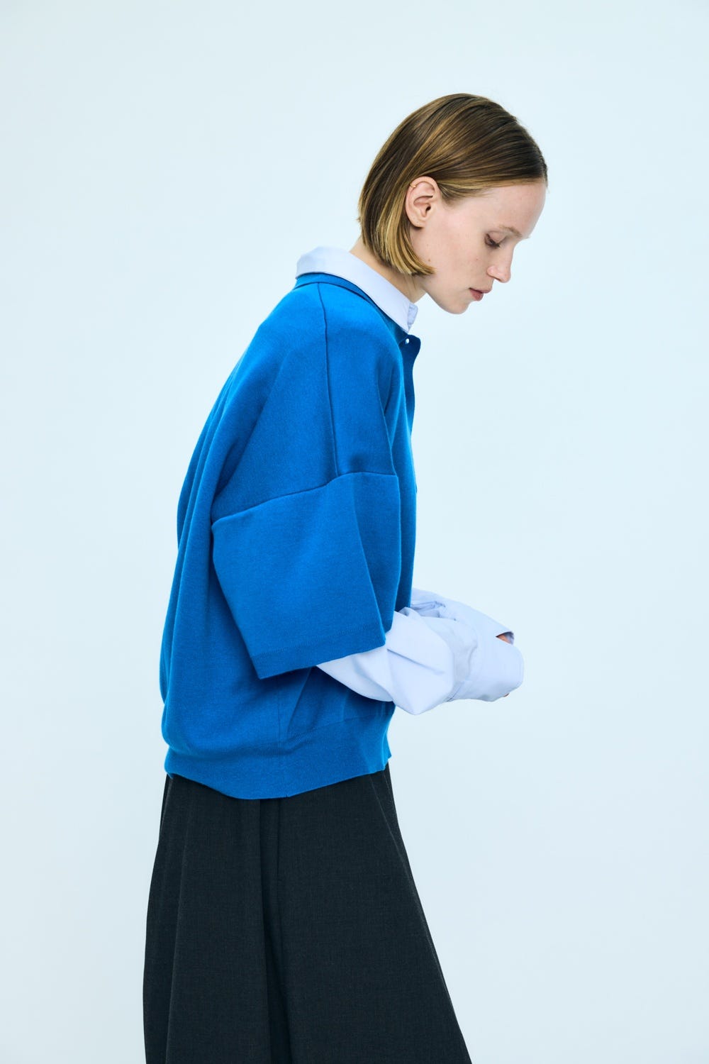 double-collar pullover Sky M
