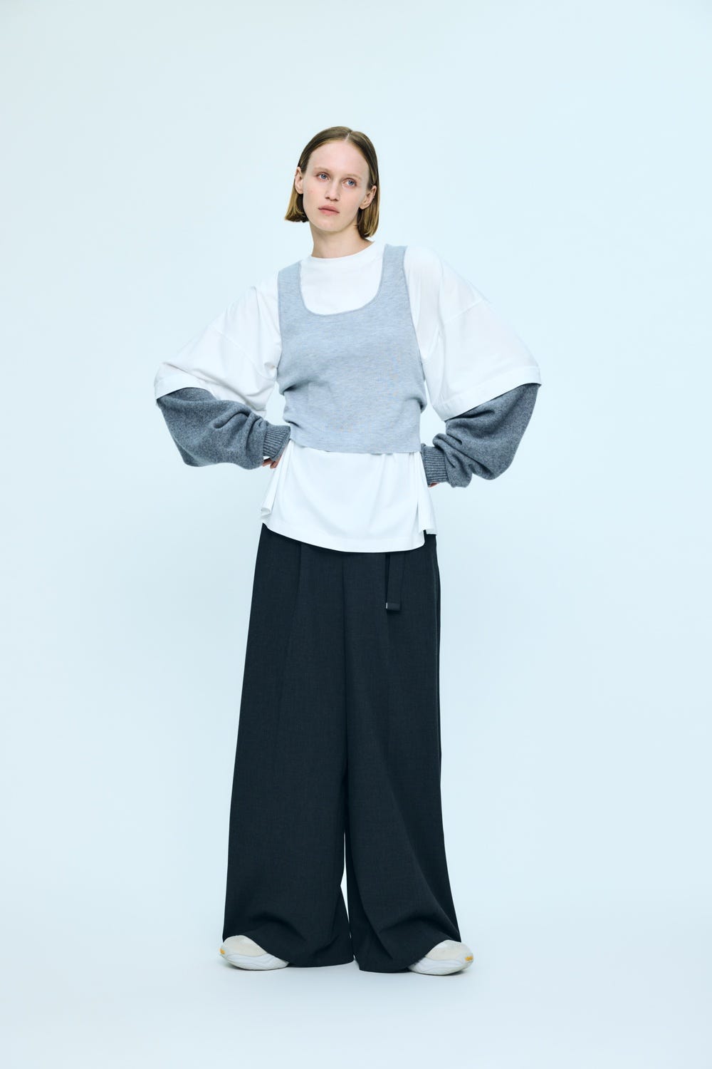 layered knit pullover Salt M
