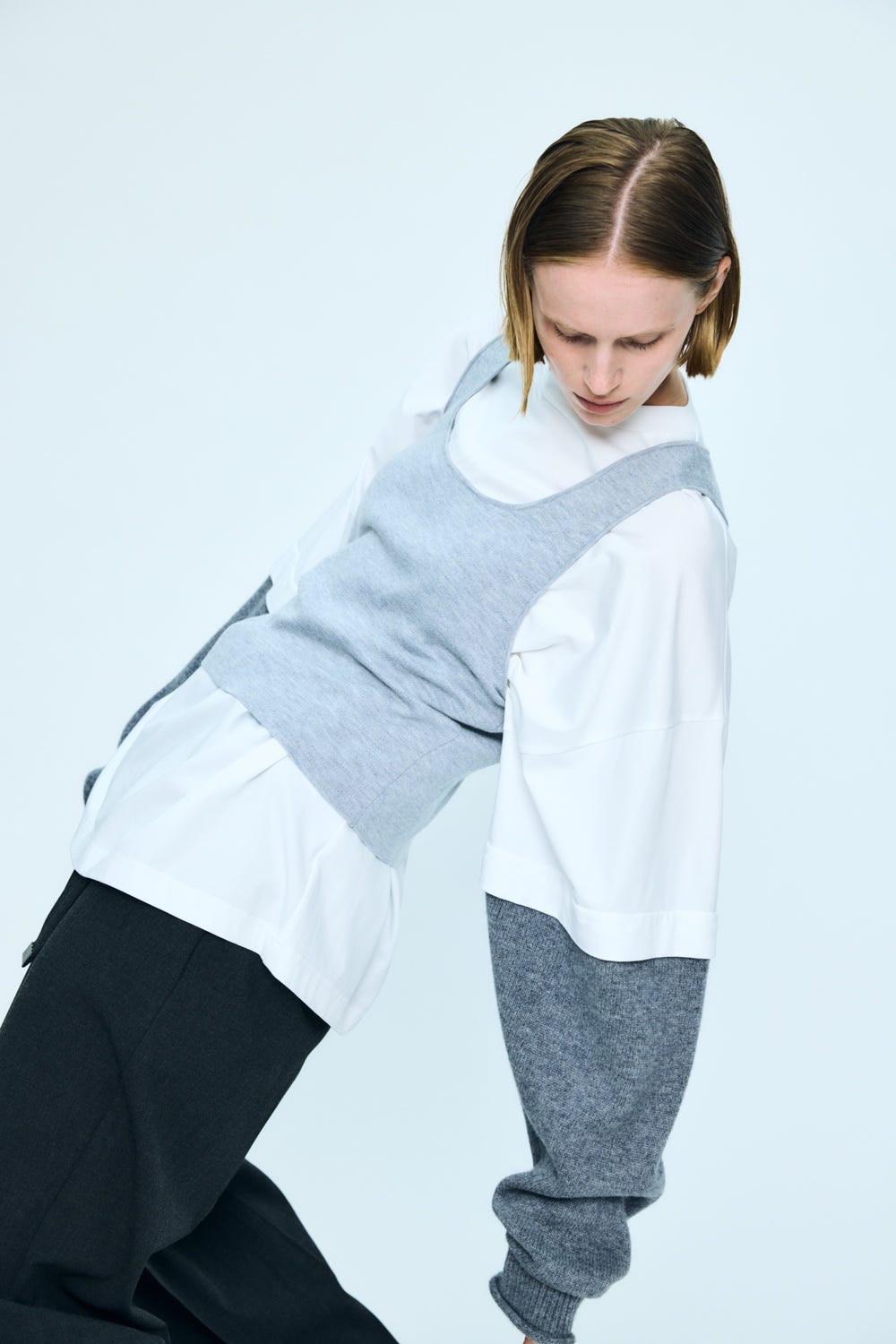 layered knit pullover Salt M