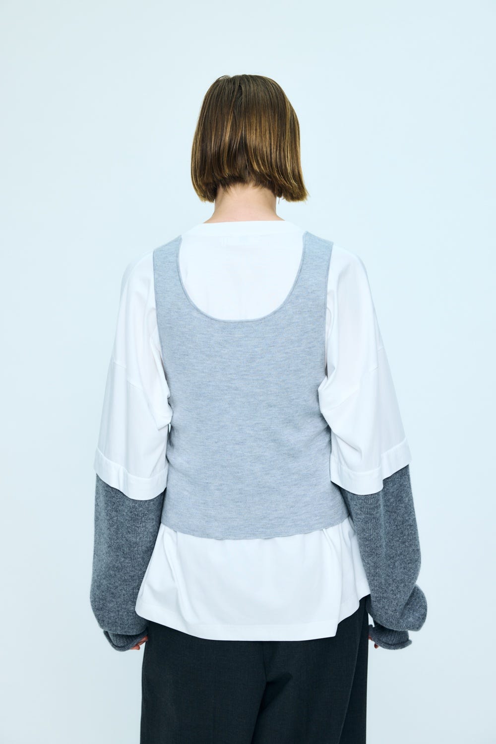 layered knit pullover Salt M