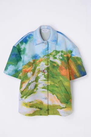 half-sleeves bench jacket｜M｜Sky｜shirts and blouses｜någonstans 
